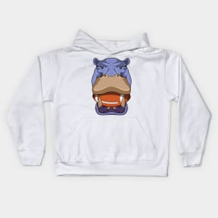 Hippo at Football Sports Kids Hoodie